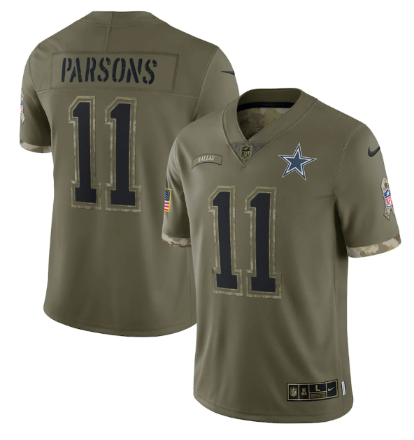 Men's Dallas Cowboys #11 Micah Parsons Olive 2022 Salute To Service Limited Stitched Jersey Men's Dallas Cowboys #11 Micah Parsons Olive 2022 Salute To Service Limited Stitched Jersey